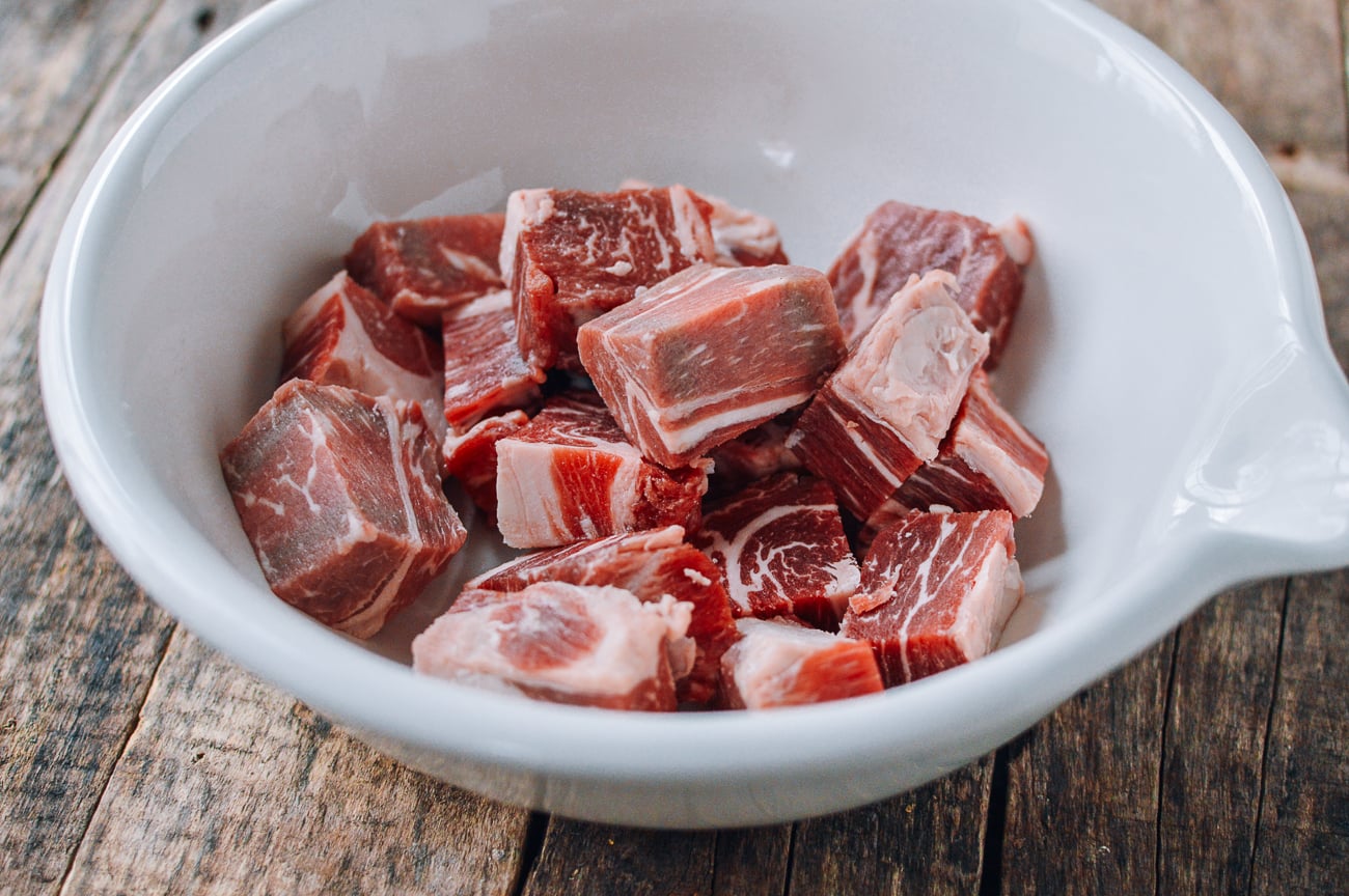 chunks of ribeye in bowl