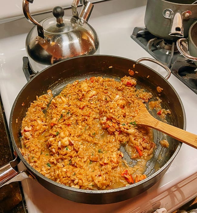 Pan of lobster risotto, thewoksoflife.com