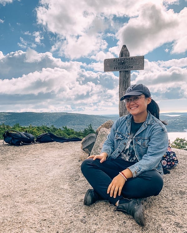 Kaitlin on Acadia Mountain, thewoksoflife.com
