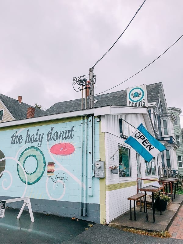Outside of Holy Donut in Portland, Maine