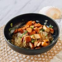 Glass noodles tossed with mushrooms, thewoksoflife.com