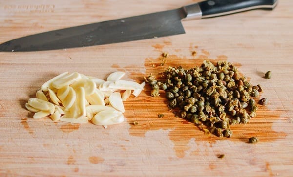 Sliced Garlic and Chopped Capers, thewoksoflife.com