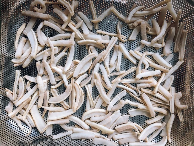 Preserved daikon radish after 2 days of drying, thewoksoflife.com