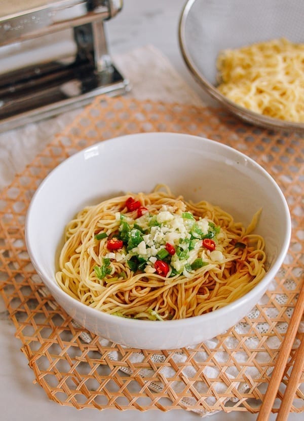 Homemade Chinese Egg Noodles with Garlic, Scallion, and Chili, thewoksoflife.com