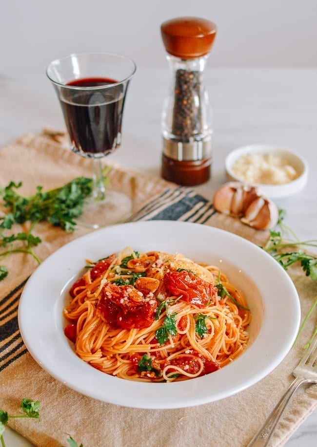 Slow Roasted Tomato Pasta, thewoksoflife.com