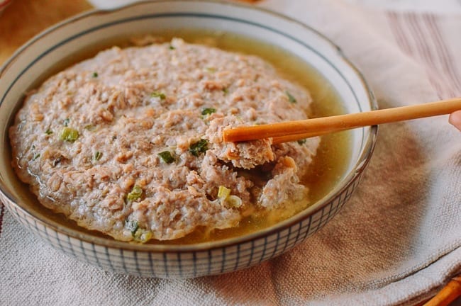 Steamed Pork Patty Yook Baeng, thewoksoflife.com