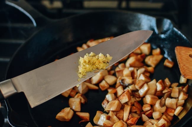 Adding ginger to mushrooms, thewoksoflife.com