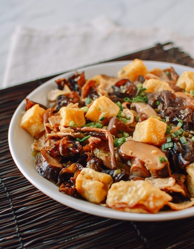 Chinese Steamed Seitan & Tofu with Mushrooms and Lily Flowers, thewoksoflife.com