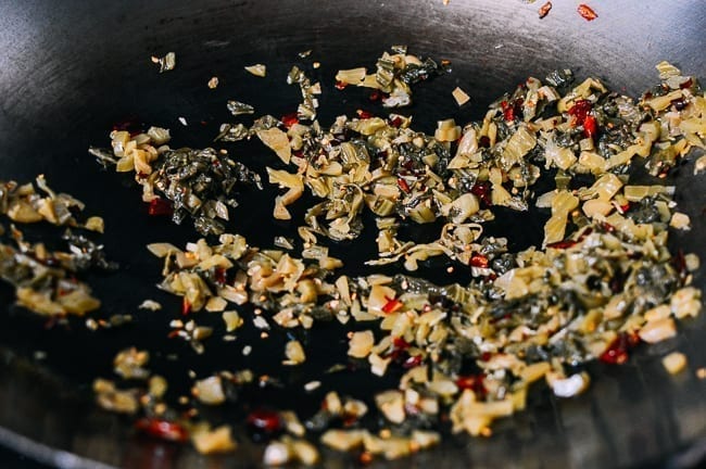 Stir-frying pickled mustard greens, thewoksoflife.com