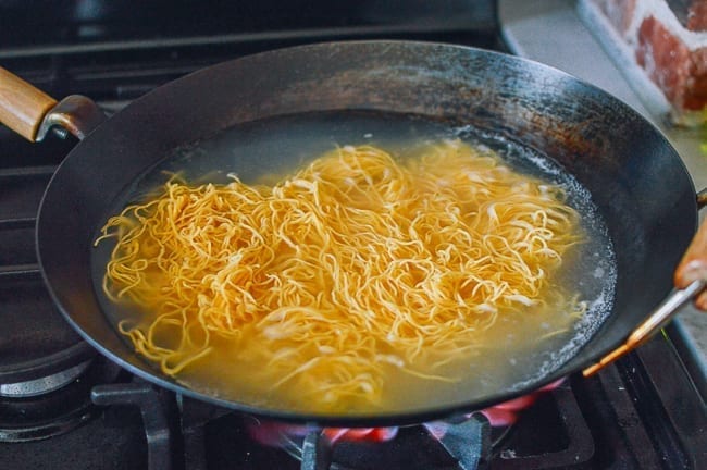 Boiling hong kong pan-fried noodles, thewoksoflife.com
