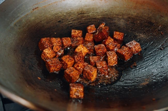 Reduced sauce coating tofu, thewoksoflife.com