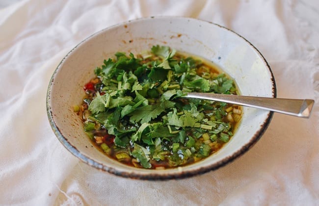 Mixing dressing for Chinese seaweed salad, thewoksoflife.com