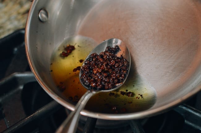 Sichuan peppercorn infused oil, thewoksoflife.com
