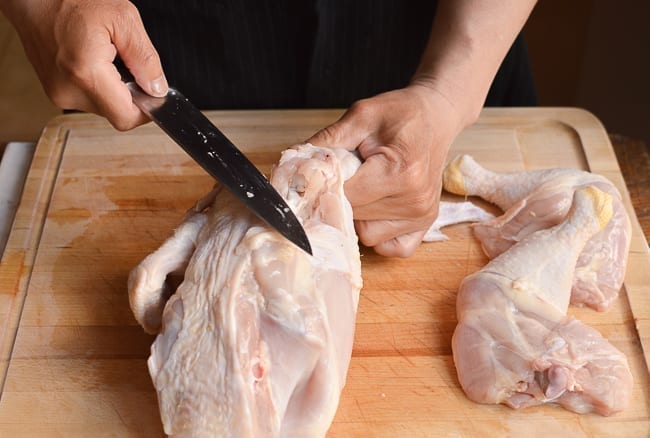 exposing chicken wing joint