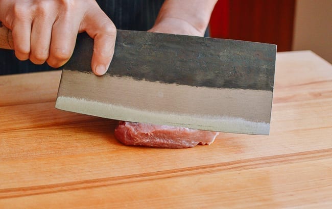 Slicing pork for stir-fry, thewoksoflife.com