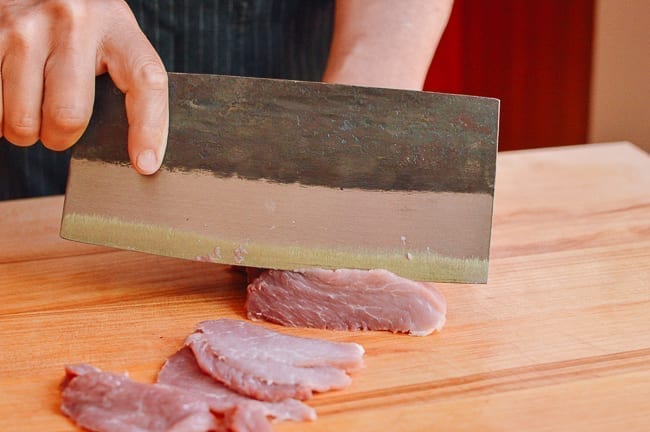 Slicing pork for stir-fry, thewoksoflife.com