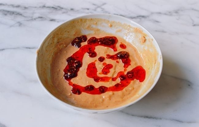 Peanut Sauce with chili oil, thewoksoflife.com