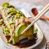 Tofu and Avocado with Dressing, thewoksoflife.com