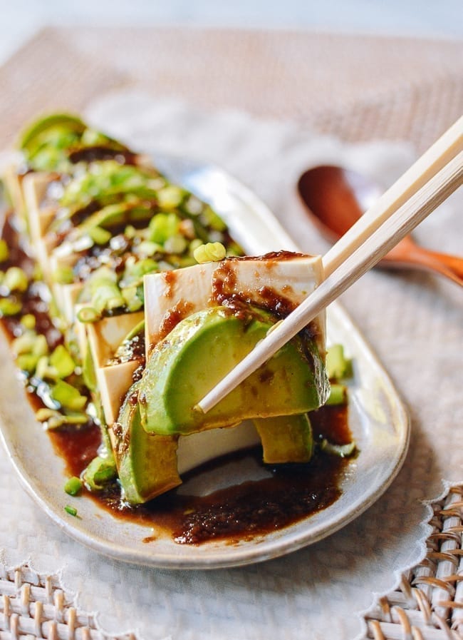 Tofu and Avocado with Dressing, thewoksoflife.com