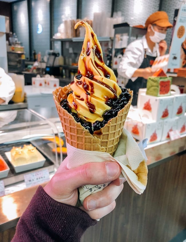 Sweet potato soft serve with tapioca pearls, thewoksoflife.com