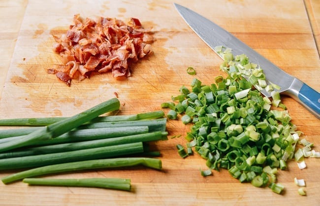 Chopped bacon and scallions