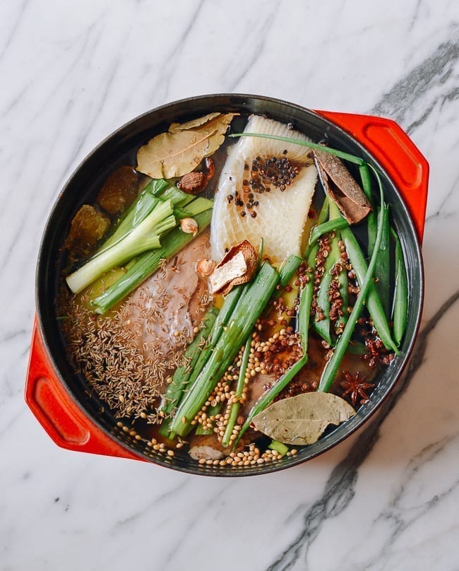 Beef shank and tripe with braising ingredients, thewoksoflife.com