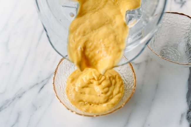 Blended mango mixture in bowl, thewoksoflife.com