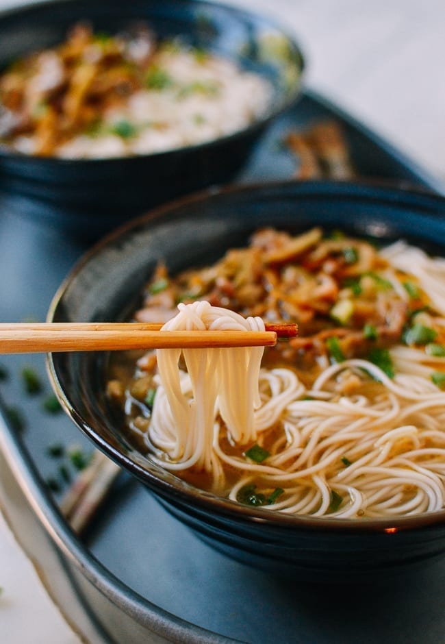 Chinese Zha Cai Noodle Soup, thewoksoflife.com