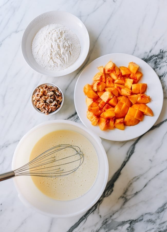 Ingredients to make peach squares, thewoksoflife.com