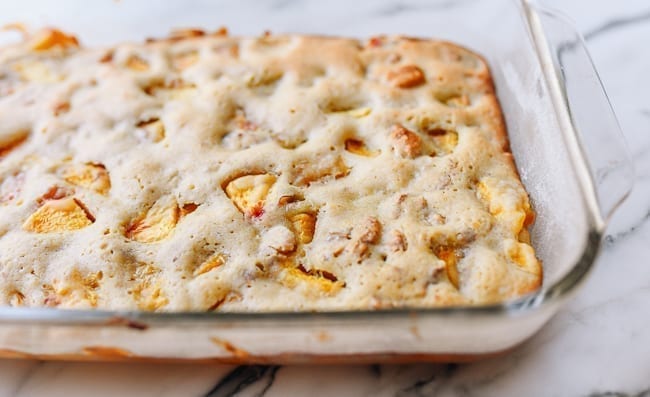 Peach squares baked in 9x13 inch pan, thewoksoflife.com