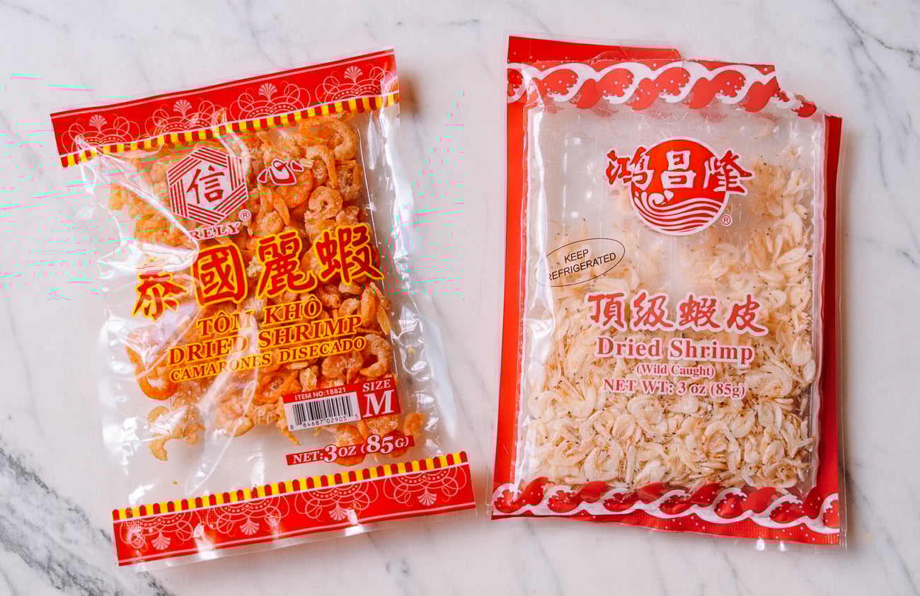 dried shrimp and dried shrimp flakes in packages