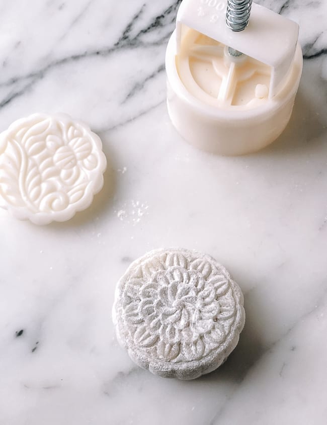 Snow Skin Mooncake released from mold, thewoksoflife.com
