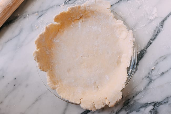 Pie crust in pie plate, thewoksoflife.com
