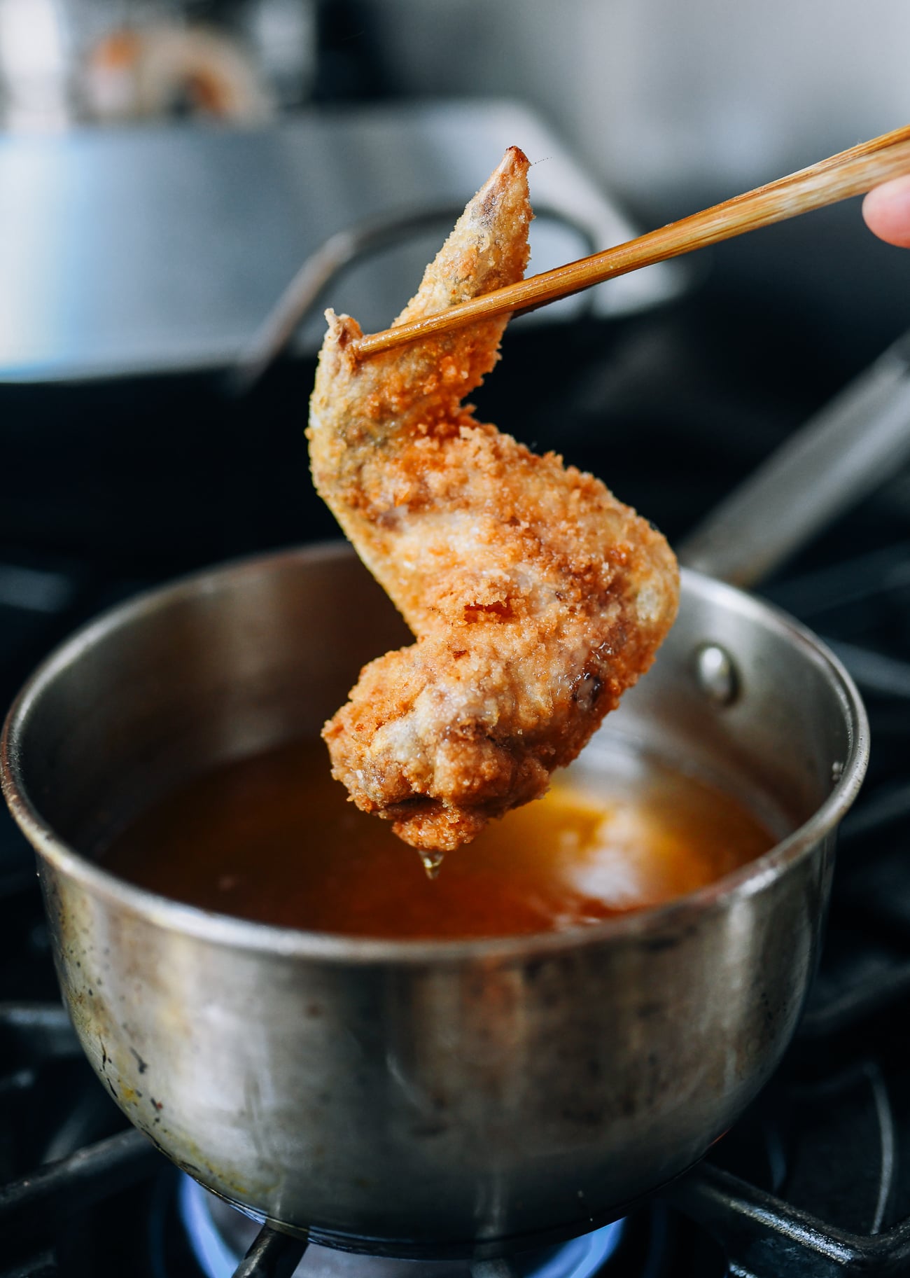 Chicken wing after first fry