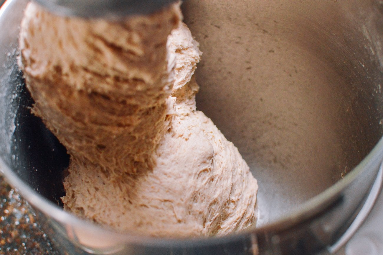 kneading dough in stand mixer