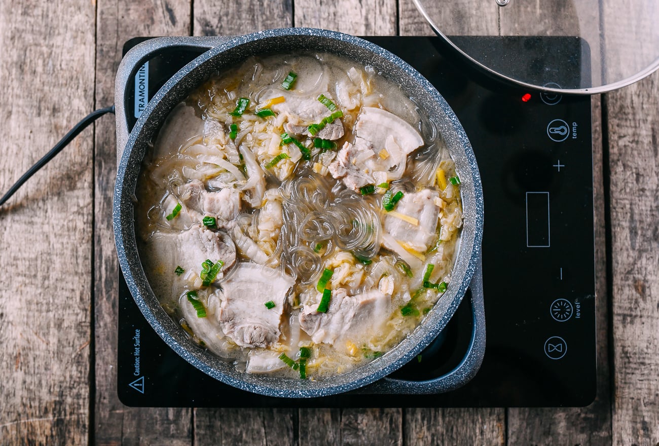 Serving Sour Cabbage Stew on induction burner