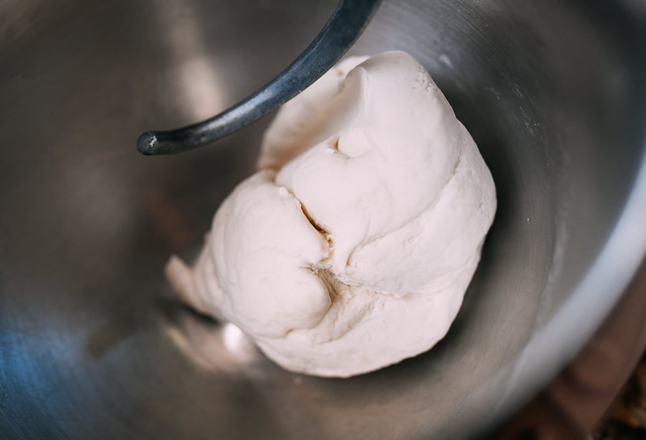 Shengjian bao dough in stand mixer, thewoksoflife.com