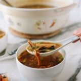 Spoonful of vegetarian hot and sour soup, thewoksoflife.com