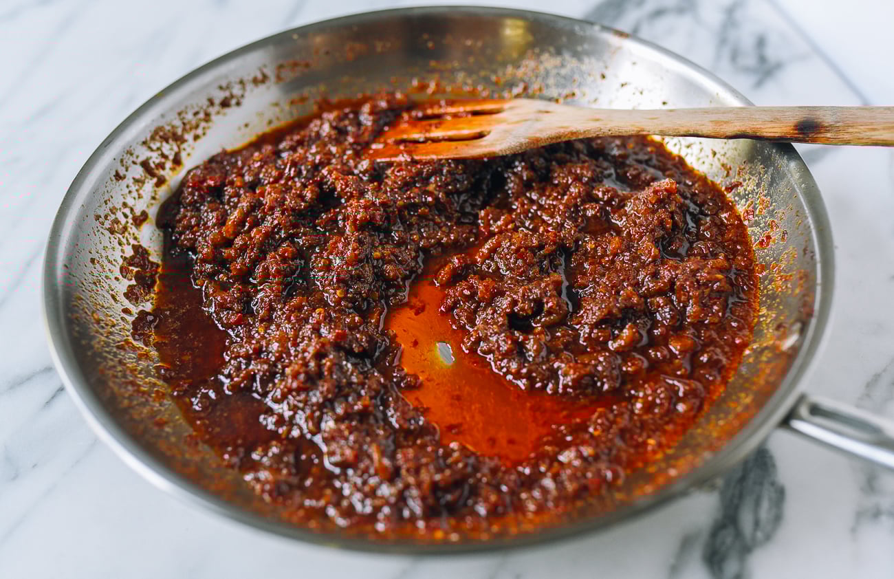 Belacan sauce in saucepan