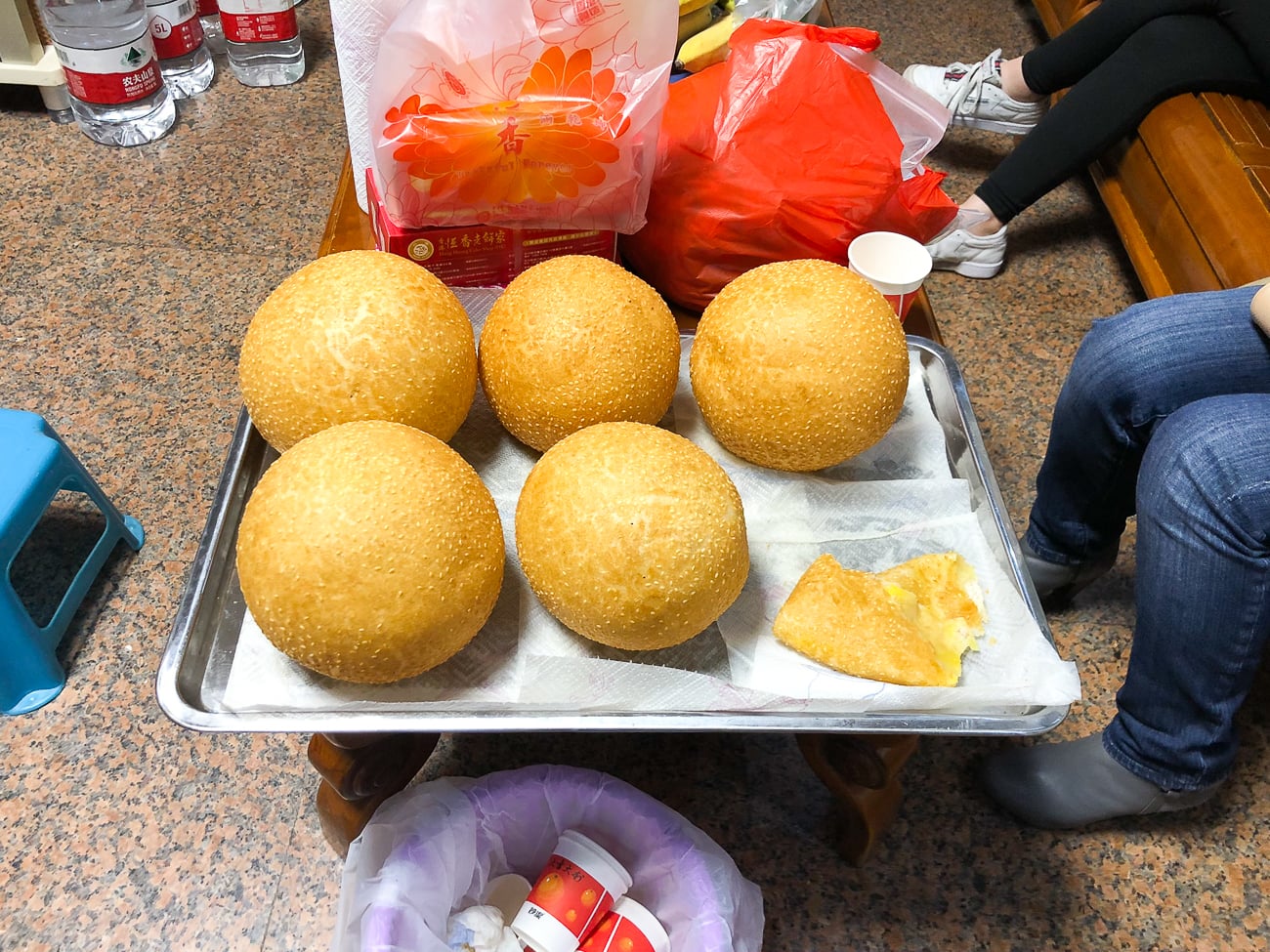 Giant Chinese Sesame Balls on Tray