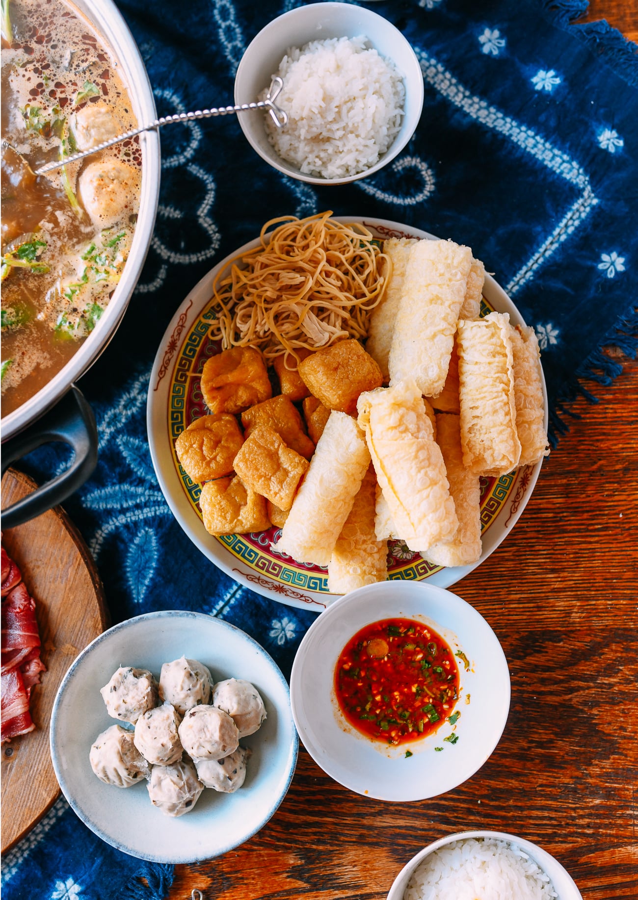 Tofu puffs, bean curd rolls, tofu noodles