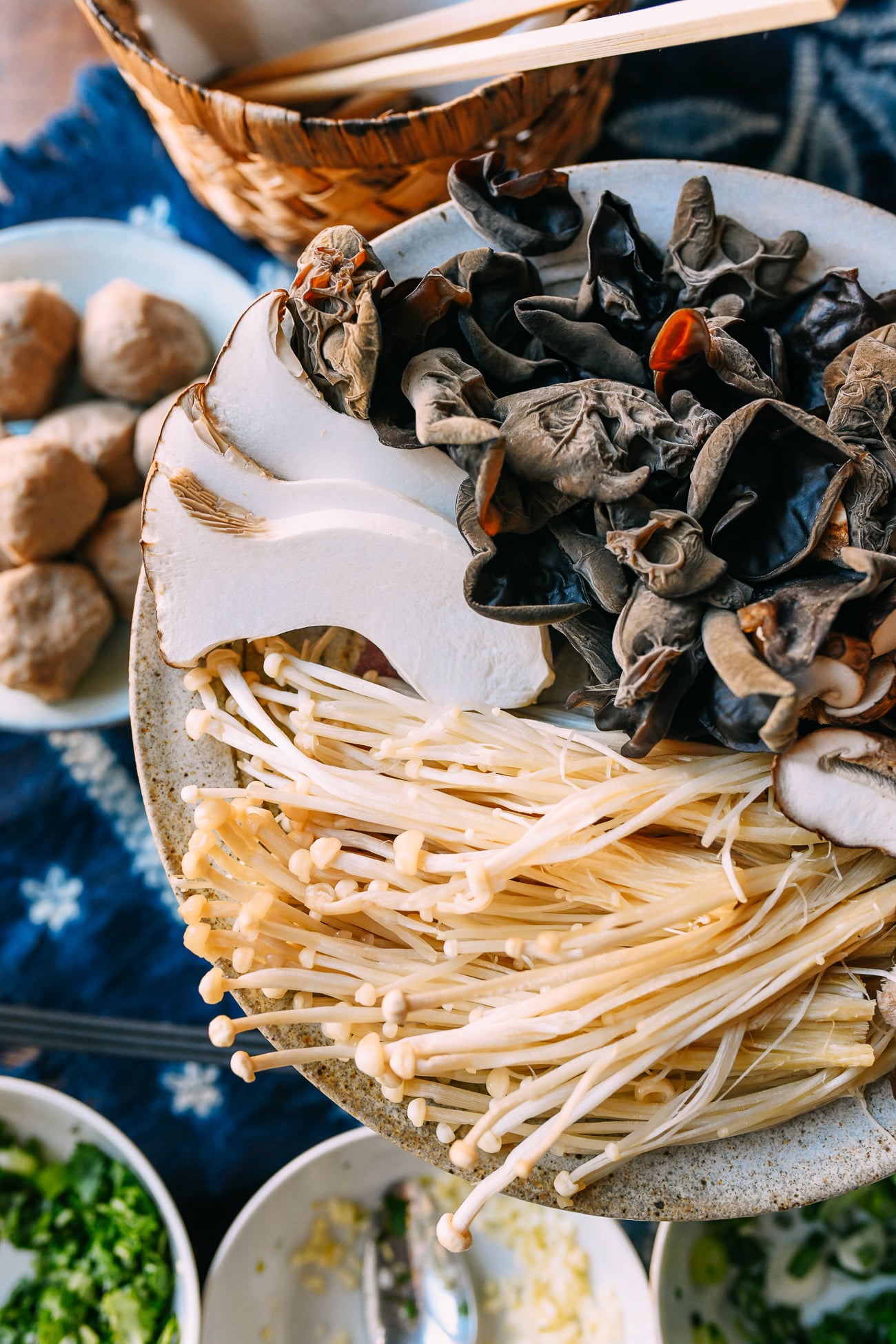 Variety of mushrooms for hot pot