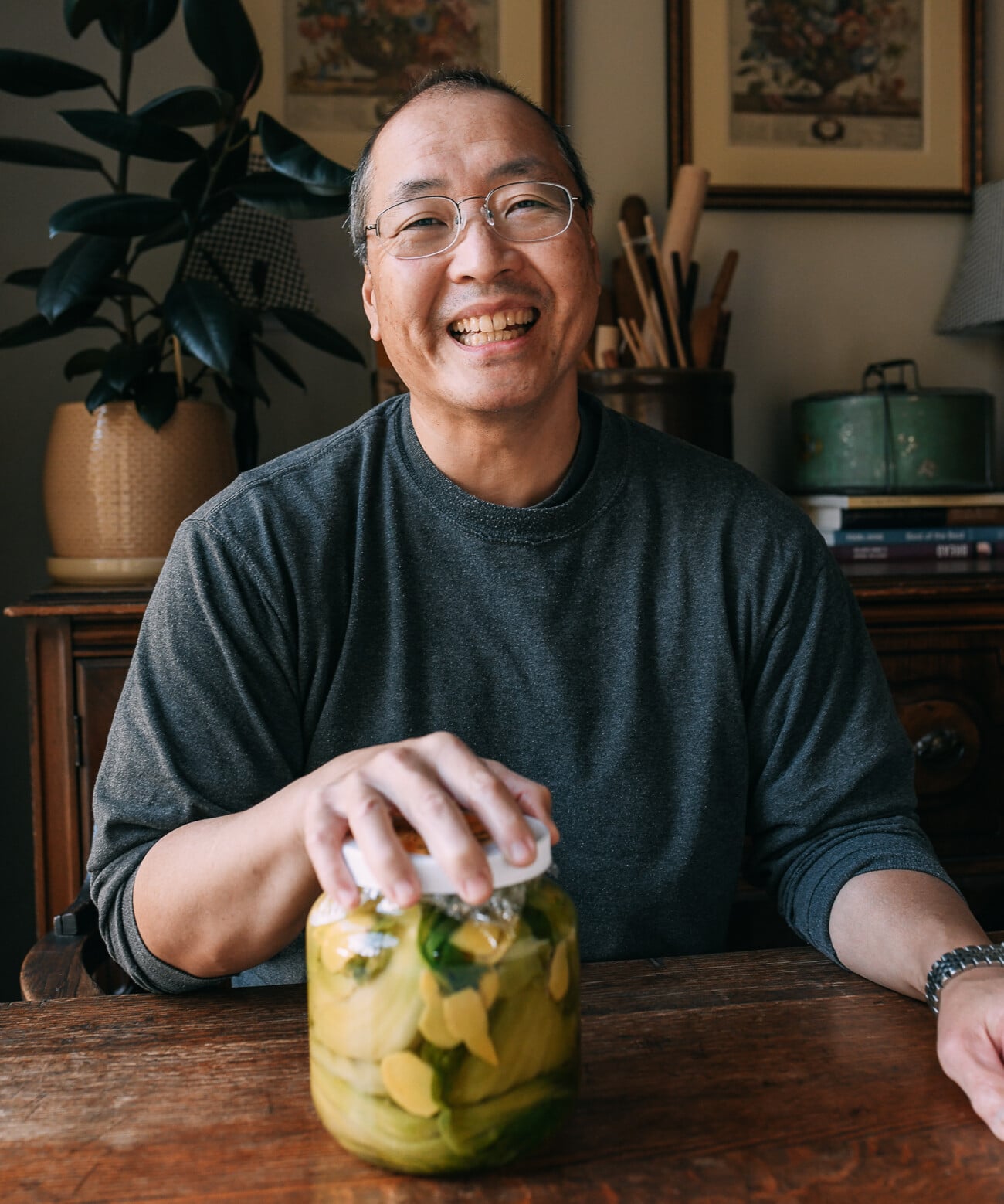 Bill with jar of haam choy