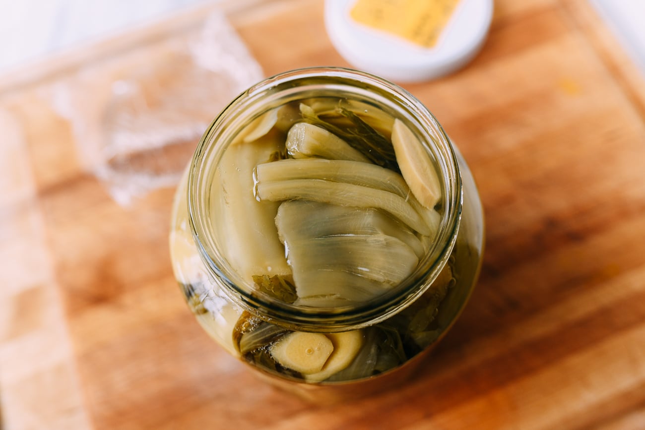 Open jar of ham choy