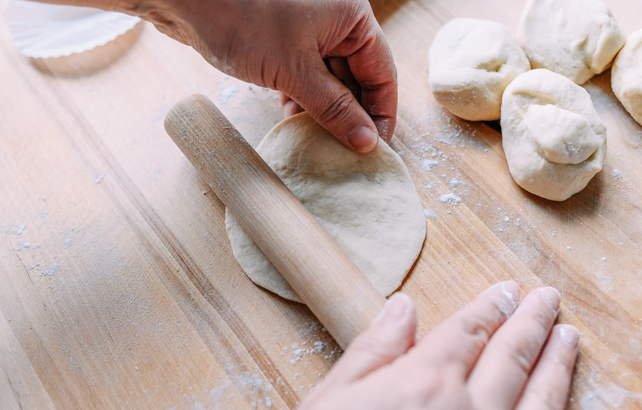 Rolling dough into circle
