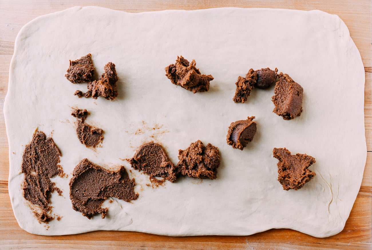 Cinnamon Brown Sugar paste on rolled out dough