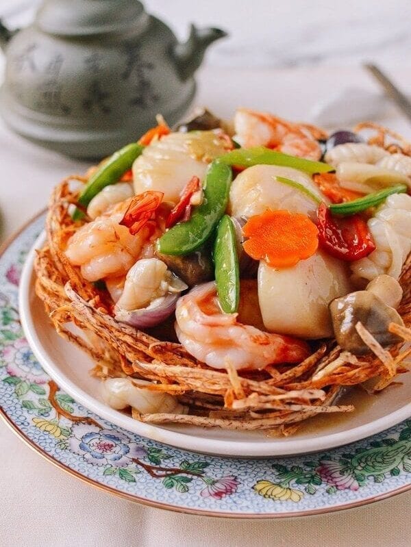 Chinese Seafood Bird Nest, by thewoksoflife.com