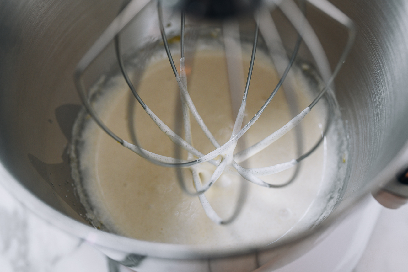 Beaten eggs and sugar until pale yellow