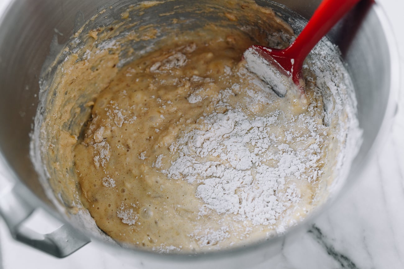 Folding dry ingredients into batter