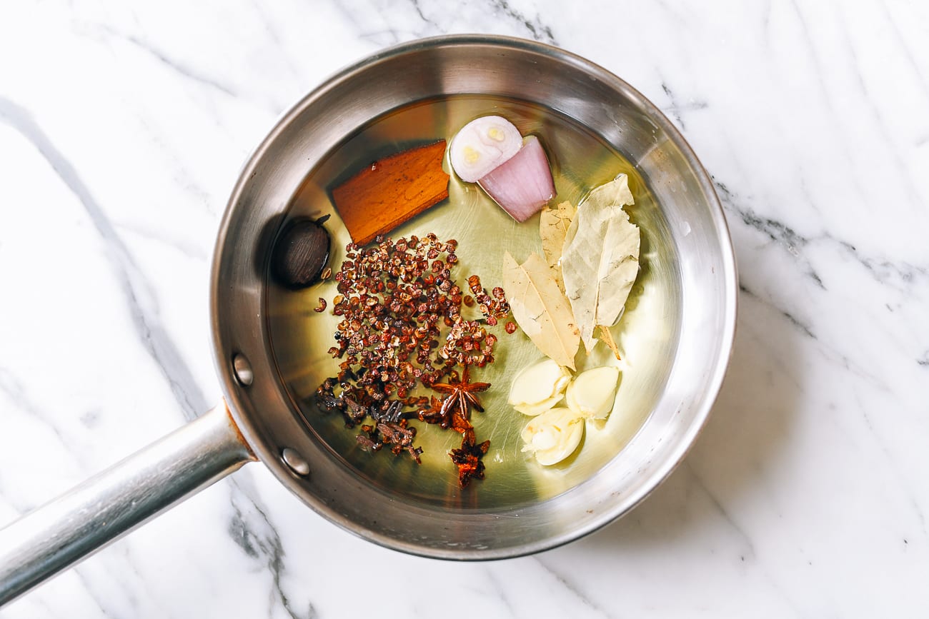 Aromatics in oil in saucepan